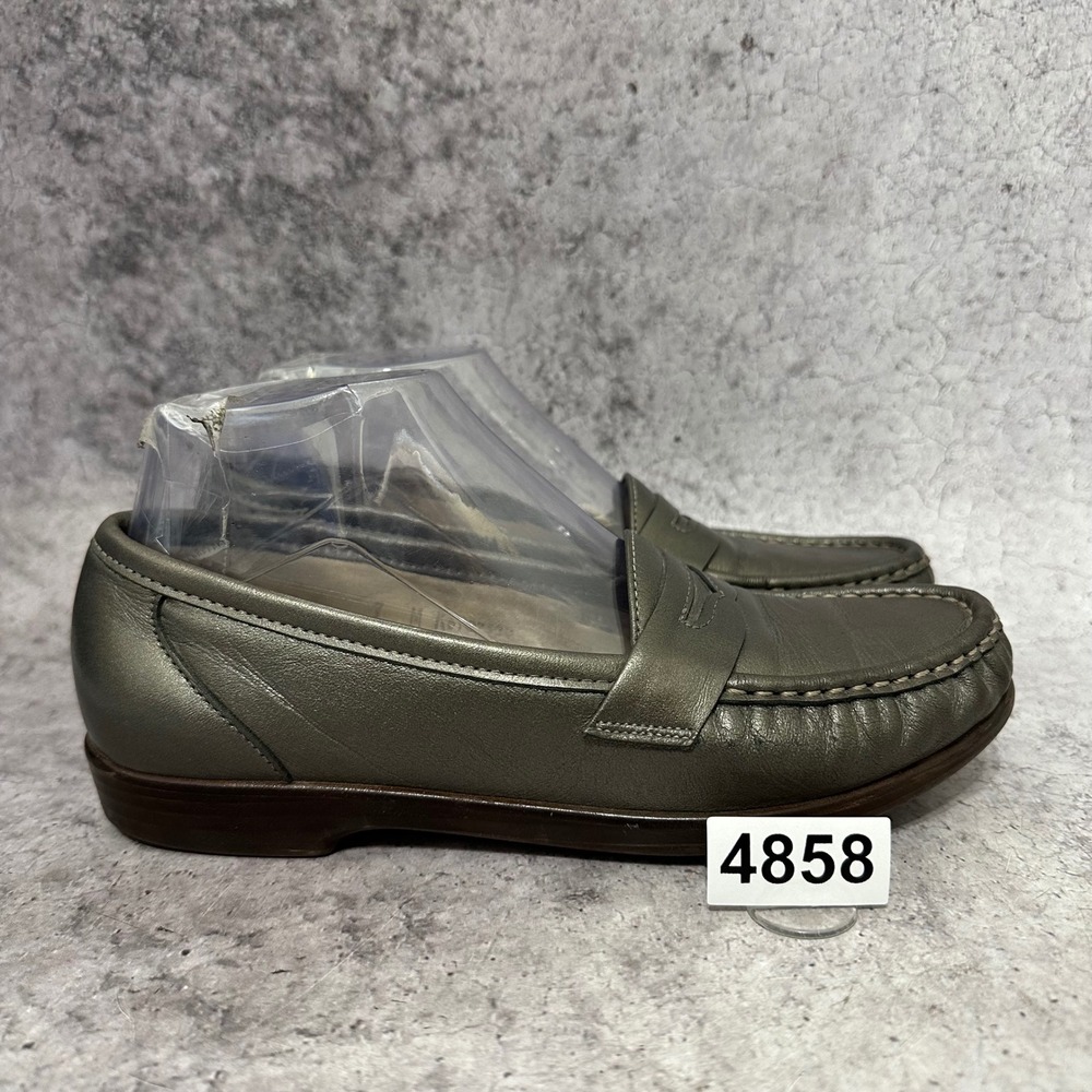 SAS Wink Penny Loafers Womens 7 M Pewter Metallic Leather Tripad Shoes